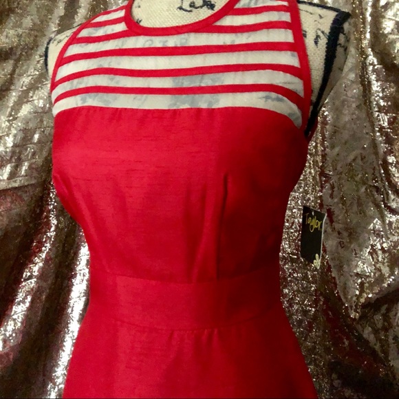 Quiet Luxury 100% silk  Illusion Fit and Flare Dress - Picture 4 of 6